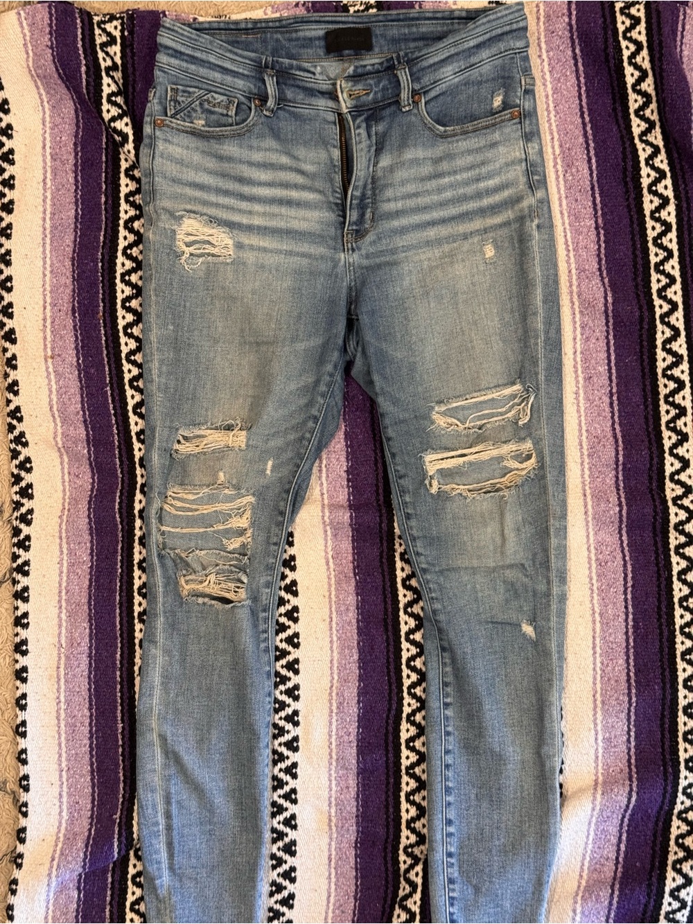 Buckle Light Blue Ripped Skinny Jeans